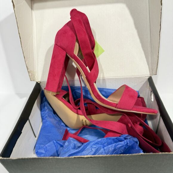 Carcuume Women’s Purple Pink Suede Strappy Ankle Wrap High Heel Shoes Size 9 - Picture 3 of 14